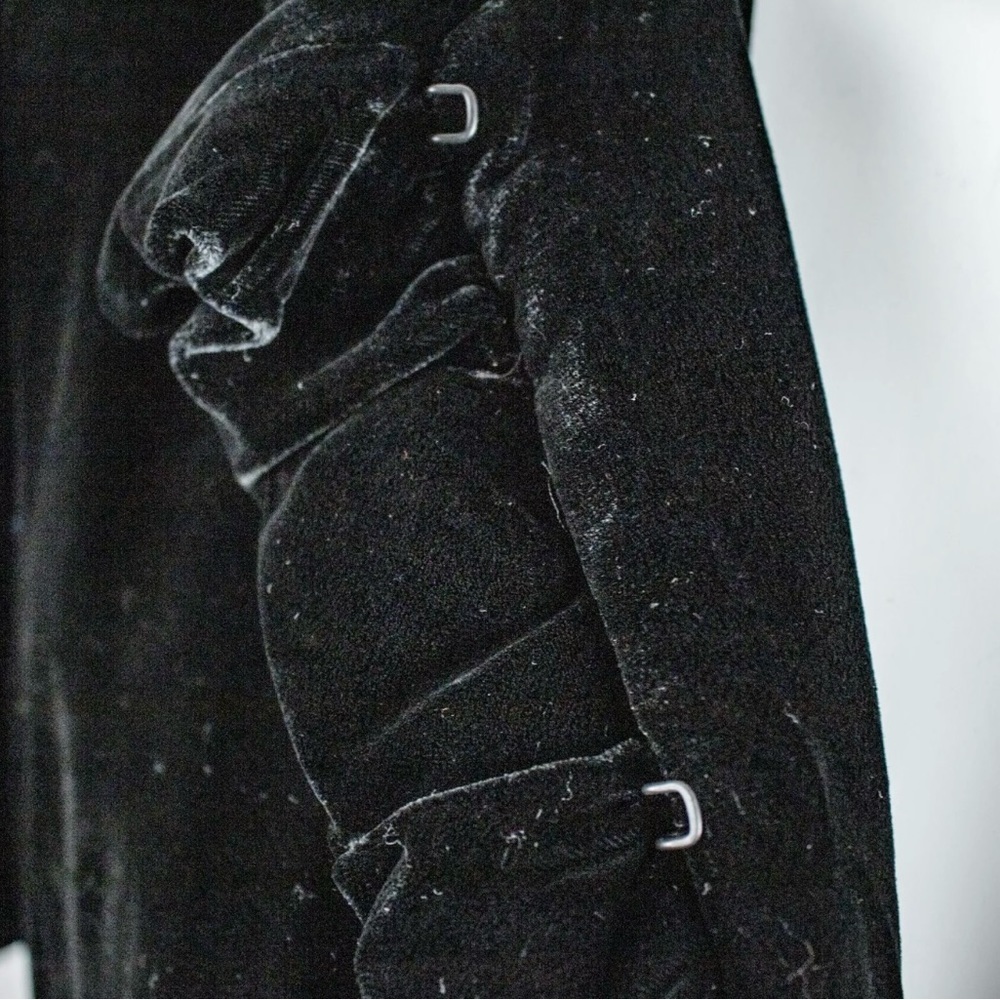 Lafayette 148, NewYork, black, Ruffle, cropped, velvet feminine jacket, career - Picture 3 of 10